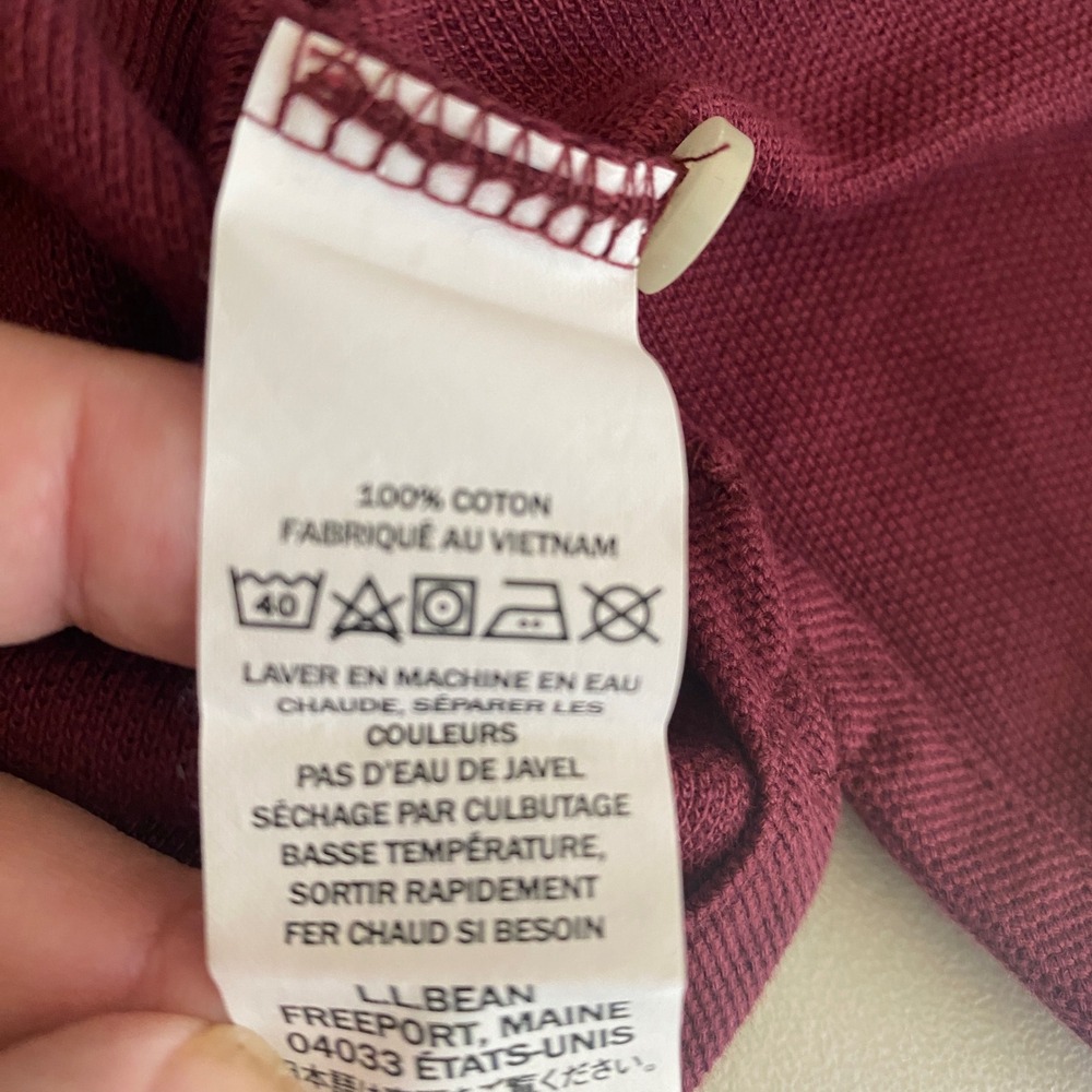 L.L.Bean Double L Relaxed Fit Polo Shirt Women Med Maroon Pique Knit Cotton NWT - Picture 5 of 8